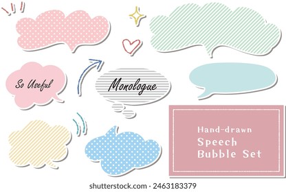 Hand-drawn speech bubbles, monologues, dialogues, and comic mark sets