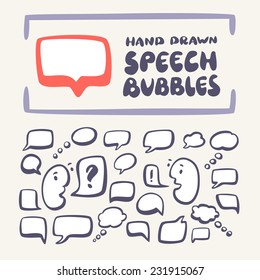 Hand-drawn speech bubbles set.