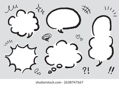 Hand-drawn Speech Bubbles Set – Comic Icons, Pen Sketch, Vector Frame