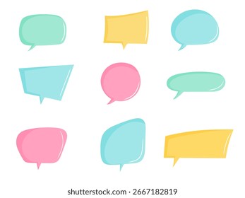 Handgezeichnete Sprechblasen gesetzt. Doodle-Dialog-Wolken einzeln auf weißem Hintergrund für Chat-, Nachrichten- oder Kommunikationsdesign
