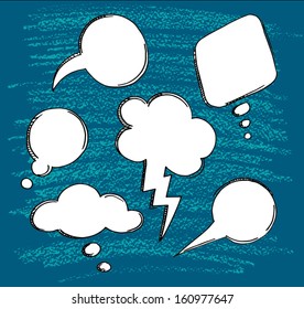 Hand-drawn speech bubbles. Vector illustration