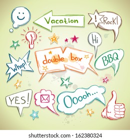 Hand-drawn speech bubbles. Vector illustration