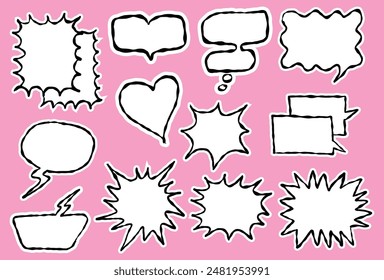 Hand-Drawn Speech Bubbles Vector Illustration - Comic Style Dialog Balloons