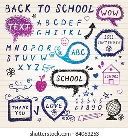 Hand-drawn speech bubbles,Back To School illustration