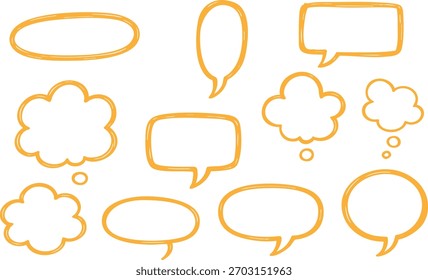 Conjunto de burbujas de pensamiento y habla dibujadas a mano - Iconos de ideas y comunicación de estilo Doodle creativo Vector	
