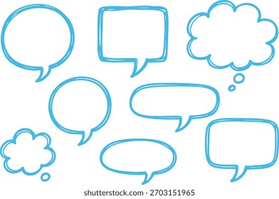 Conjunto de burbujas de pensamiento y habla dibujadas a mano - Iconos de ideas y comunicación de estilo Doodle creativo Vector	
