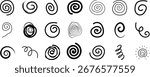 Hand-Drawn Spiral Doodle Vector Set. Abstract Swirl, Twirl, Circular Scribble, Curly Line Art, Sketchy Spin, Decorative Element, Creative Curve Collection.
