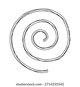 Icono de espiral dibujado a mano. Ilustración vectorial monocromática con múltiples líneas superpuestas.
