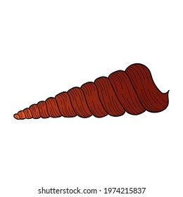 Hand-drawn spiral shell of engraved line. Design element for invitations, greeting cards, posters, banners, flyers and more.  Vector colorful illustration isolated on white background.