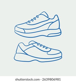 Hand-drawn sport shoes. Line art, ink, minimalist style. Vector illustration. Sport collection.