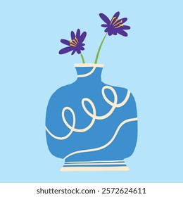 Hand-drawn Spring Elegant Flower Vase Vector