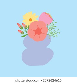 Hand-drawn Spring Elegant Flower Vase Vector