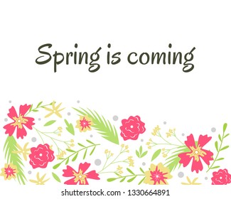 Hand-drawn spring vector illustration. Botanical background with place for your text. 