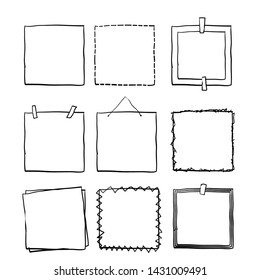 Handdrawn Square Doodle Frame Collection Vector