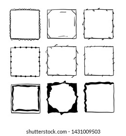 handdrawn square doodle frame collection vector
