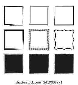Handdrawn square frame. Vector illustration. EPS 10.