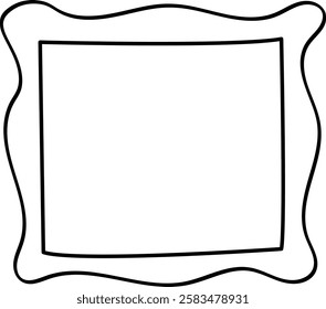 Hand-Drawn Square Frame with Wavy Border