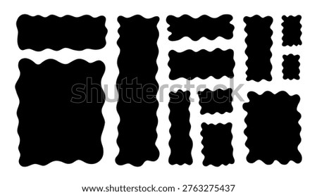 Hand-drawn square frames with wavy edges and organic shapes. Doodle-style rectangular borders perfect for text boxes, speech bubbles, and playful design elements.