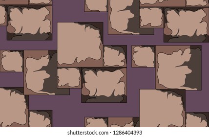 Hand-drawn square stone ornament on isolated background.  element for wide application in design. Modern style for backgrounds and textures. Vector.  