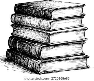 Hand-Drawn Stack of Vintage Books