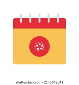 hand-drawn star with calendar flat icon design