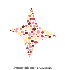 Hand-Drawn Star design illustration from pastel circles. Doodles Vector Illustration Design Elements on Lined Sketchbook Paper Background