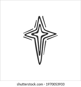 Hand-drawn star isolated on white background. Symbol of the Birth of Jesus Christ. Christianity and religion. Vector illustration