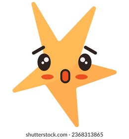 Hand-drawn star kawaii element. Vector icon