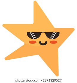 Hand-drawn star kawaii element. Vector icon