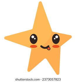 Hand-drawn star kawaii element. Vector icon