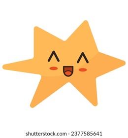 Hand-drawn star kawaii element. Vector icon