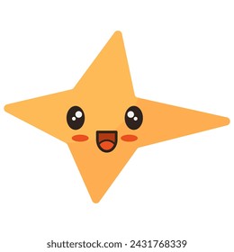 Hand-drawn star kawaii element. Vector icon