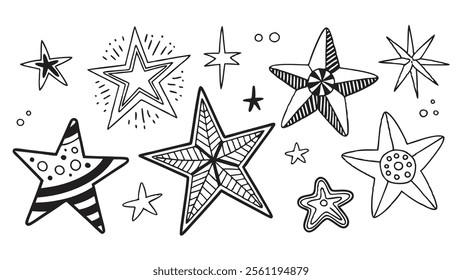 Hand-drawn Star Patterns Collection vector gaphics