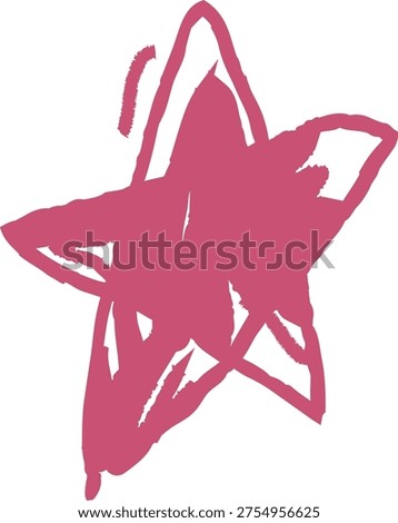 Hand-drawn star scribble with rough strokes and uneven outline, isolated on blank background. Symbol of success, rating, highlight, and reward in sketch style. Cartoon vector illustration.