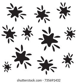Handdrawn stars background. Set of star doodles. Vector illustration.