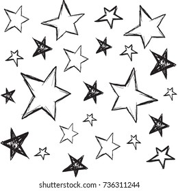 Handdrawn stars background. Vector illustration. 