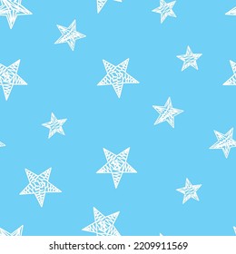 Estrellas dibujadas a mano en el patrón del cielo azul
