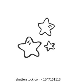 Hand-drawn stars. Isolated single elements on a white background. Vector illustration