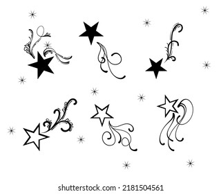 Hand-drawn Stars Tail and Soarkle Drawing Illustrations 