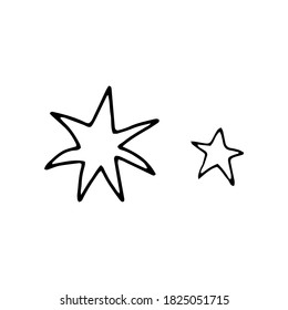 Hand-drawn stars. Vector elements for Christmas design. Doodle outline illustration.