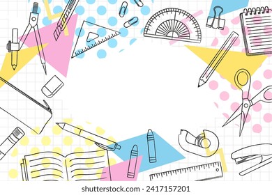 Hand-drawn stationery pop frame vector illustration