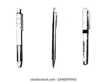 Hand-drawn stationery set. Vector doodle illustration of school accessories and supplies. 