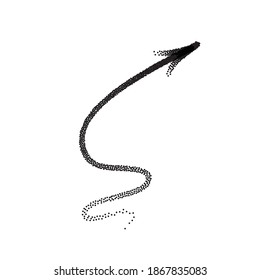 Handdrawn stipple arrow vector in sketch style isolated on white background. Arrows pencil vector illustration.