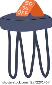 Handdrawn Stool Furniture On Sale Vector Illustration