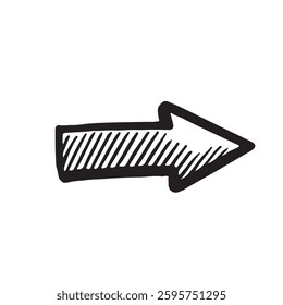 Hand-Drawn Straight Arrow with Line Shadow Effect for Direction and Navigation Design