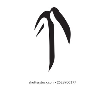 Hand-drawn straight volumetric black arrow isolated on a white background. Concept of direction, navigation, pointers, movement. Design element, symbol, and sign. Doodle style, sketch