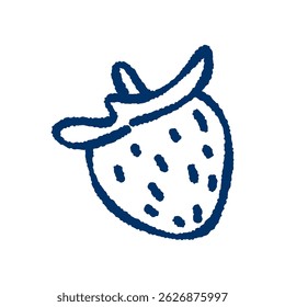 Hand-drawn strawberry doodle. Cute fruit sketch in cartoon style. Fresh, juicy, healthy food illustration for stickers, packaging, kitchen decor, organic lifestyle, and nutrition design.