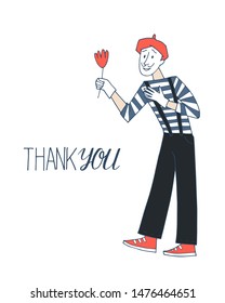 Hand-drawn Street Mime Artist With Hand Lettering - . Post Card.