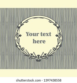 Hand-drawn striped seamless pattern with decorative frame for text. vector illustration