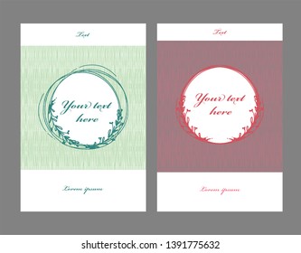Hand-drawn striped seamless texture with text frame. set of templates for cards, invitation. color vector illustration
